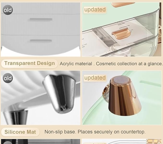 Makeup Organizers for Vanity, Skincare Organizers Cosmetic Display Cases with Transparent Cover, Teen Girls Gift for Bathroom Countertop, Lipstick Organizer