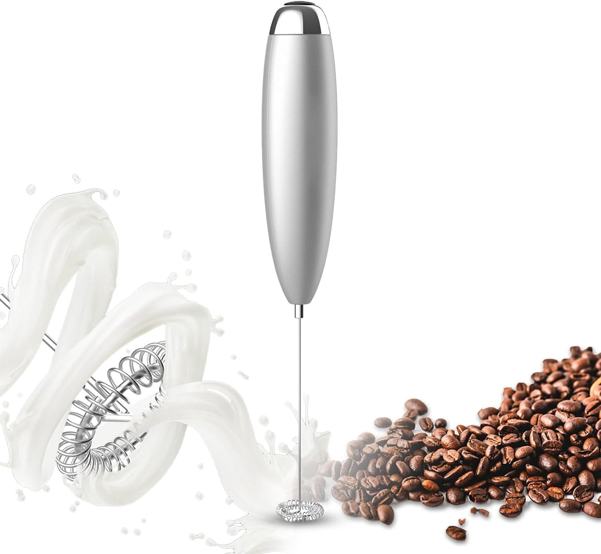 Anteday Electric Milk Frother Handheld, Quality Frother Wand for Coffee, Battery Operated (Not included) Drink Mixer Matcha Whisk, Functionality Foam Maker for Frappe Hot Chocolate, Cappuccino, Lattes
