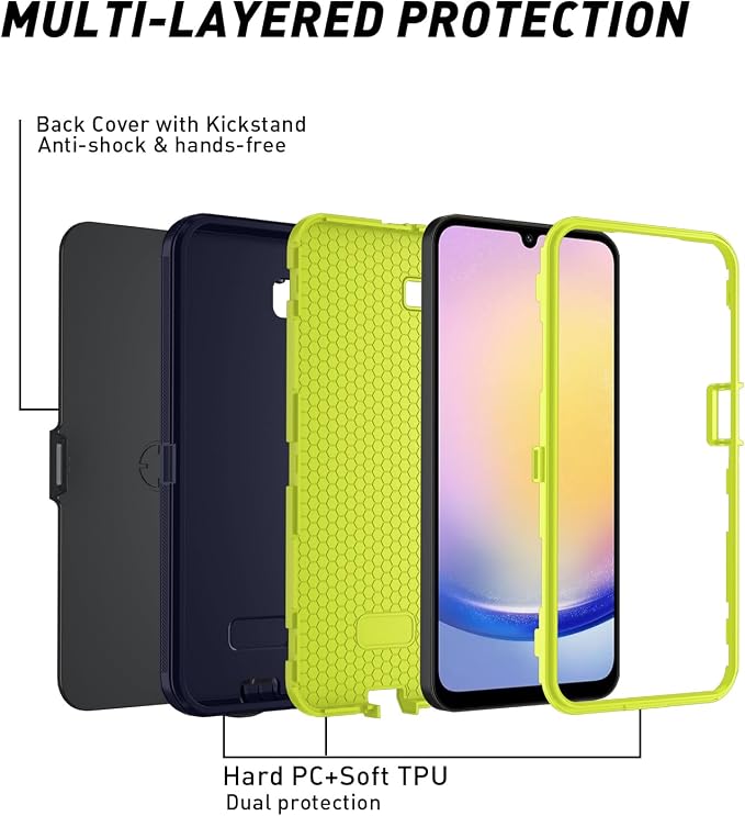 for Samsung Galaxy A17 5G caseA16 5G Heavy Duty casewith A Tempered Glass Screen Protector [Military Grade Protective ] [Shockproof] [Dropproof] [Dust-Proof]for Galaxy A17 / A16(Black)