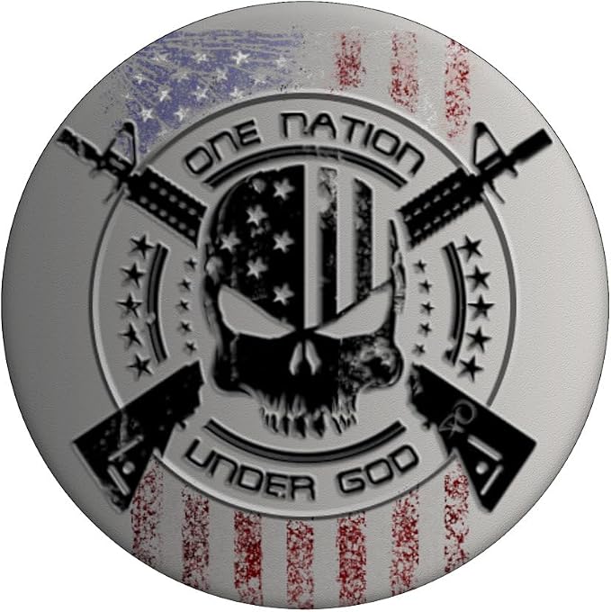 Patriotic USA Warrior One Nation Military Flag Skull PopSockets Swappable PopGrip