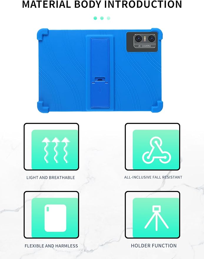 Case for DOMATON D105 Android 14 Tablet 2025 Tablets 10 inch，WUNIAK Shock Proof Lightweight Stand Rubber Shell Protective CoverKids Friendly Soft Silicone Adjustable Stand CoverBlack