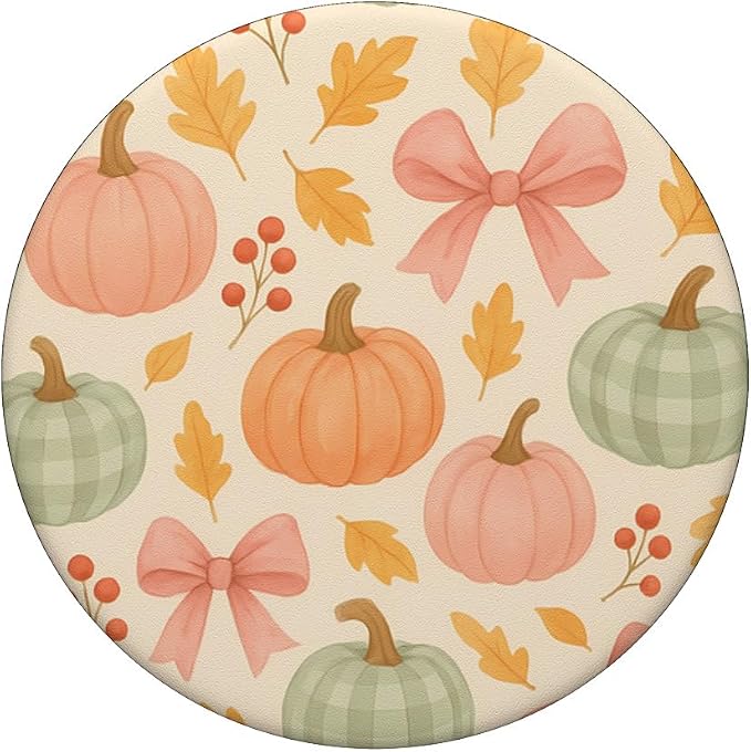 Autumn Flower Fall Pumpkin Bow Girl Women Fall Themed PopSockets Adhesive PopGrip