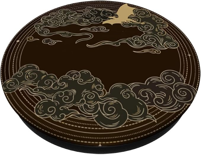 Black Dragon Cloud Circle Fantasy Mythic Emblem Pattern PopSockets PopGrip for MagSafe