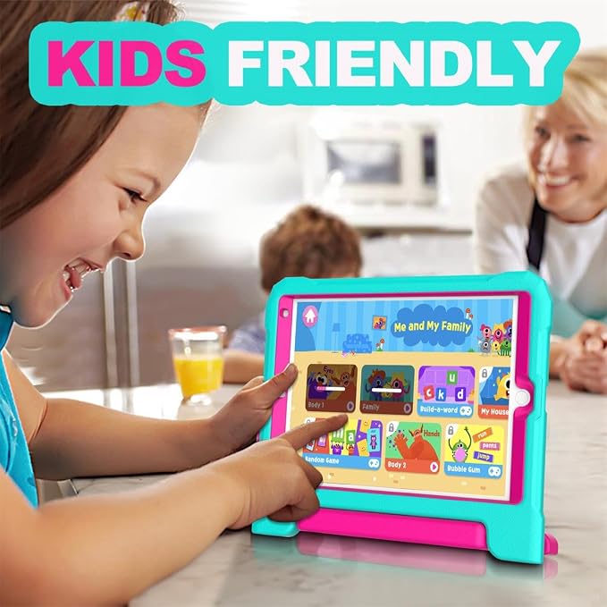 YIHE Kids Case for iPad 10.2 9th/8th/7th Gen Pro 10.5 &amp Air 3 BlackBlue | Full Body Shockproof Protective Cover Handle Stand Built-in Screen Protector Fun Colors