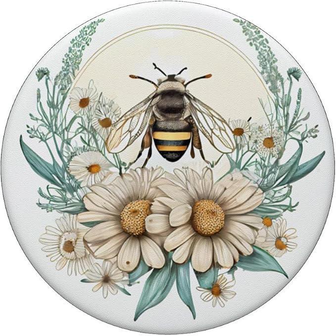 Bee Honeybee Daisy Flowers PopSockets Adhesive PopGrip
