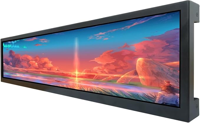 VSDISPLAY 24 Inch Ultra Digital Signage 1920x360 Resolution IPS Display,Auto-Copy Autoplay from USB, Screen Rotation & Split Screen for Supermarket,Retail Store,Restaurant,Mall