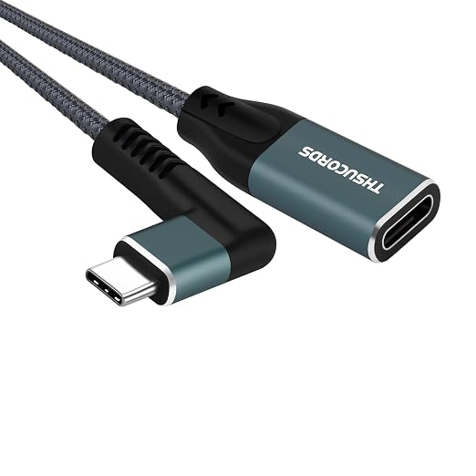 Thsucords 100W USB C Extension Cable 0.3FT 2Pack 10Gbps 90 Degree Right Angle USB C 3.2 Male to Female Extender Fast Charging Cord Compatible with MacBookiPad ProNintendo SwitchSteam Deck