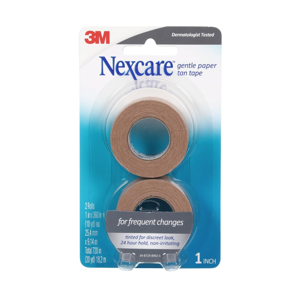 Nexcare Gentle Paper First Aid Tape T781-2PK, Tan, 1 in x 10 yds