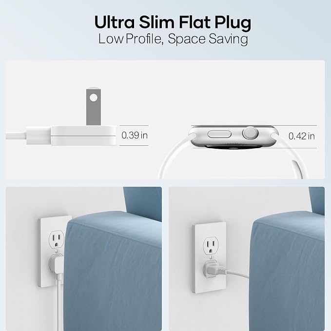 8-Port Multi Charging Stations 200W with Flat Plug Braided Power Cord and On/Off Switch- USB Charging Hub for iPhone iPad MacBook and More- 65W C Port Power Adapter for Laptops