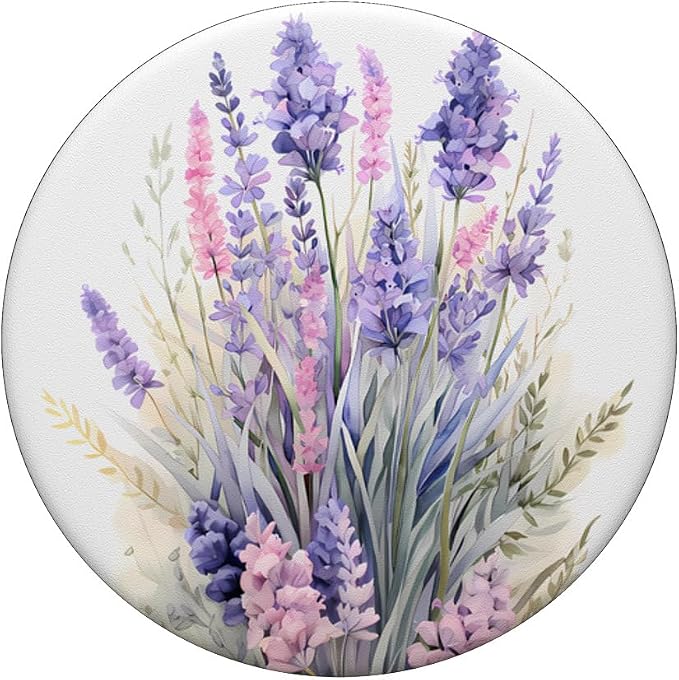 A Lavender Bouquet in Purple Watercolors A Flowery Lavender PopSockets Adhesive PopGrip