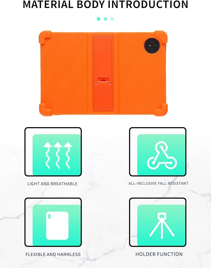 Case for DOOGEE Tab A9/DOOGEE Tab A9 Pro Android 15 Tablet 10.1 InchesWUNIAK Shock Proof Lightweight Stand Rubber Shell Protective CoverKids Friendly Soft Silicone Adjustable Stand CoverOrange