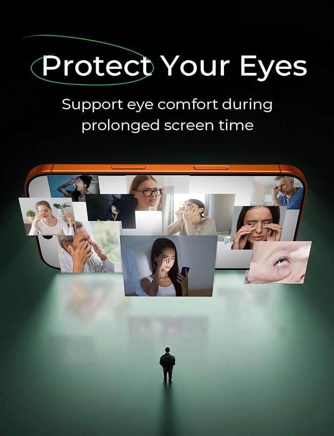 MAGIC JOHN 2 Pack for iPhone 15 Pro Screen Protector Eye Protection | HD Clear Auto Dust-Elimination 9H Tempered Glass &amp Scratch Resistance Full Edge Coverage