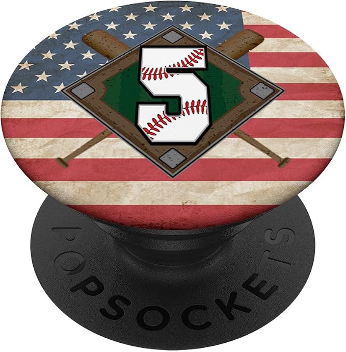 Baseball/Softball Number 5 Uniform #5 Bat Diamond USA Flag
