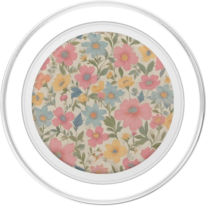 Colorful Floral Pattern Pink Blue And Yellow Flower PopSockets PopGrip for MagSafe