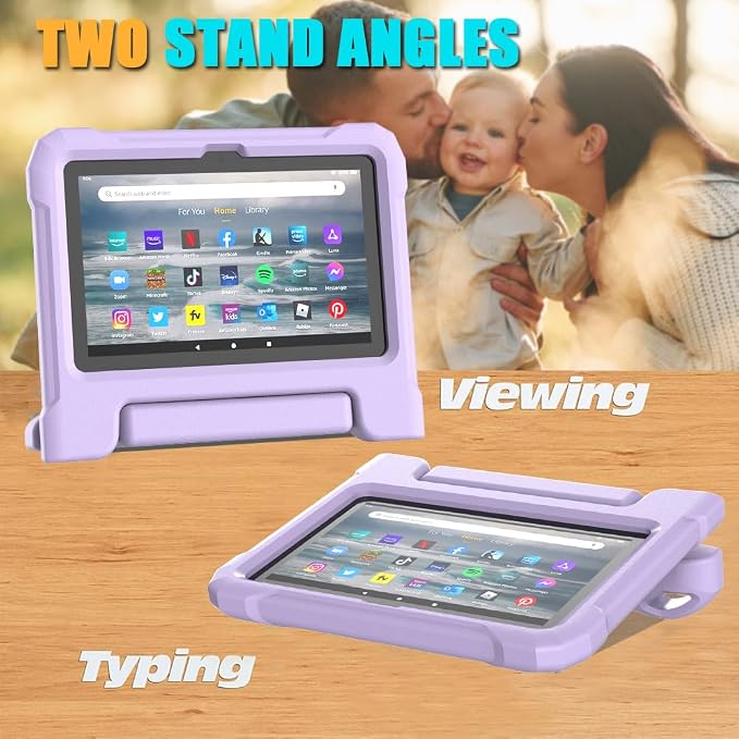 Kids Case for Amazon Fire 7 Tablet Case (12th Generation 2022)Blue | Lainergie Lightweight Easy to Carry Shockproof Kids Friendly Durable Hight Quality EVA Material Cover with Handle Stand