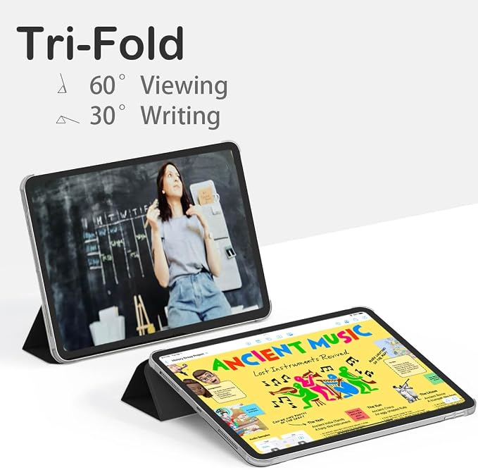 Feams Y Fold Folio for iPad A16 11th Generation Case 11 Inch 2025 iPad 10th Generation Case 10.9 Inch 2022 Y-Shaped Stand Magnetic Attachment Back Cover with Magnetic Clasp &amp Auto Sleep Black