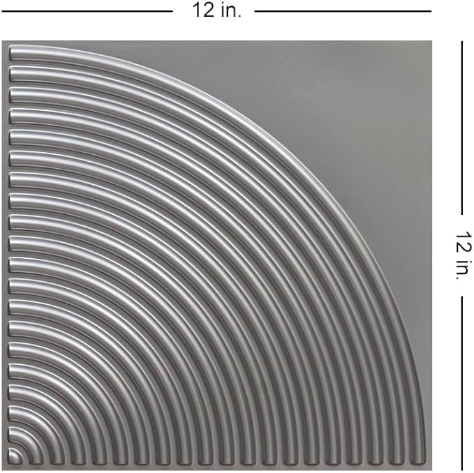 From Plain To Beautiful In Hours 9002 Arc Swell PVC 12 in x 12 in Peel and Stick Wall Panels (Covers / 10 sq.ft), Silver, 10 Piece