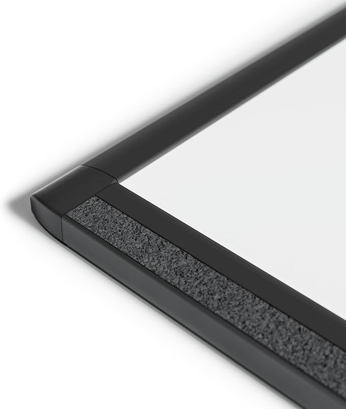 U Brands PINIT Magnetic Dry Erase White Board with Pin Strips, Black Aluminum Frame with Black Cork Strips Across The Top and Bottom (96" W x 48" H)