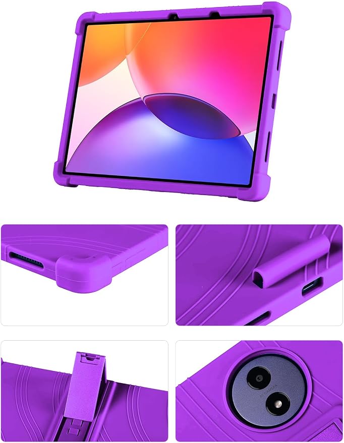 Silicone Case with Kickstand for TCL Tab A1 Plus 12.2 (Model 9445X) Soft Shockproof Protective Cover Stand Tablet Case (Black)