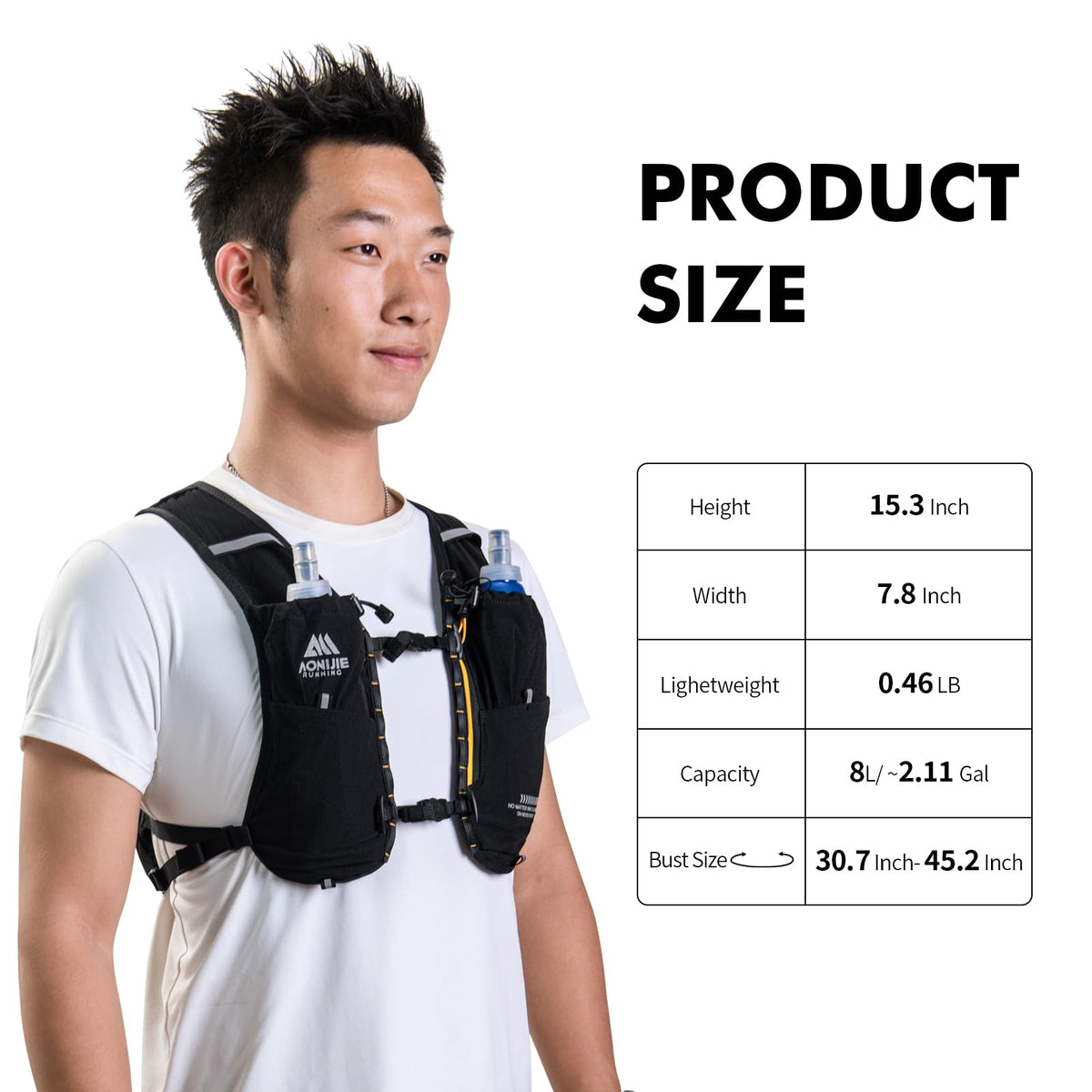 AONIJIE Running Hydration Vest for Women Men 8L Hydration Backpack Hiking