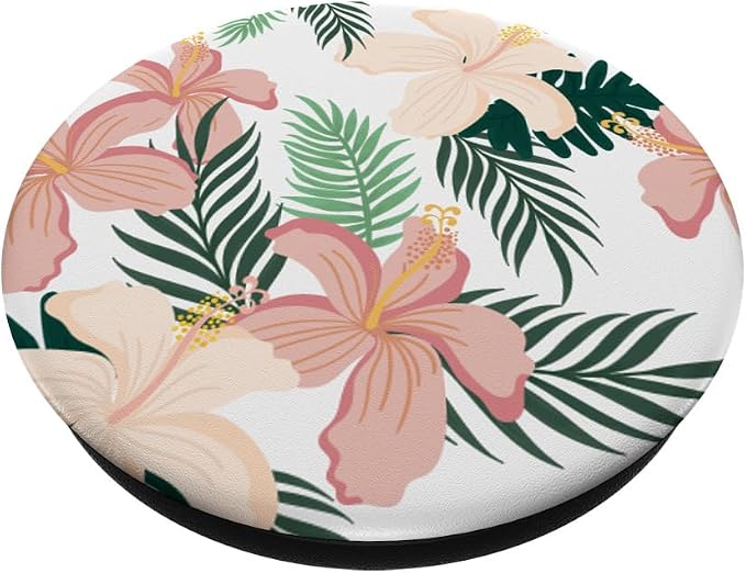Tropical Hibiscus Flower of Hawaii with Floral Pattern PopSockets Adhesive PopGrip