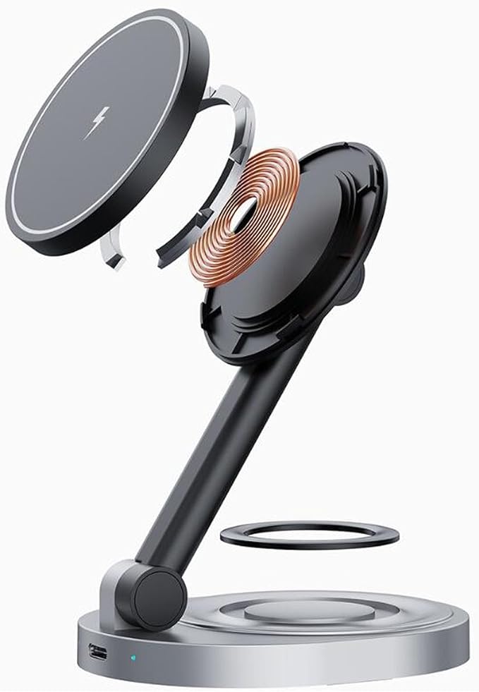 banapoy 2026 3 in 1 Charging Station for 16 15 14 13 12 Series 360 Degree Rotating Magnetic Fast Charging Wireless Charger Stand Station with Indicator Light