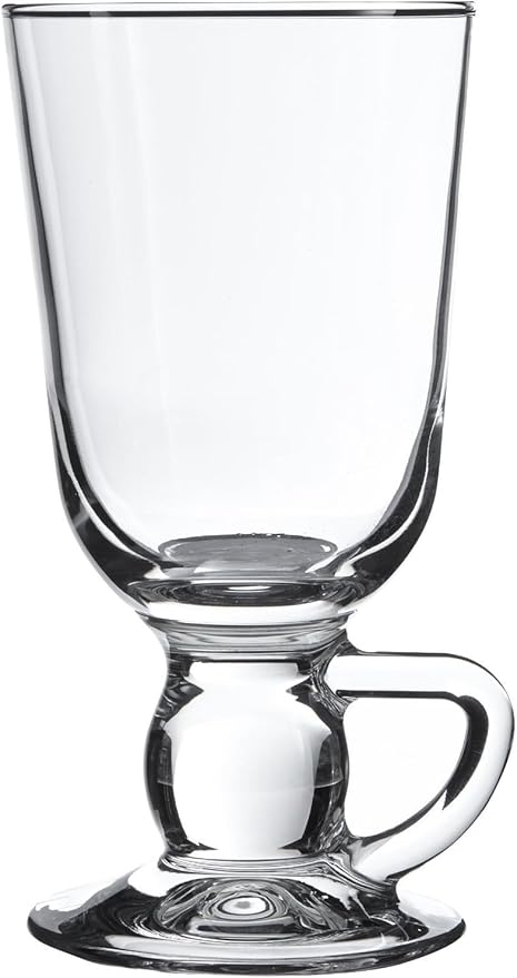 Irish Coffee Mugs | Set of 2 | Glass Hot Chocolate Mugs with Handle, Footed Hot Toddy and Cappucino Cup, Hot Beverages Gift, 8 oz