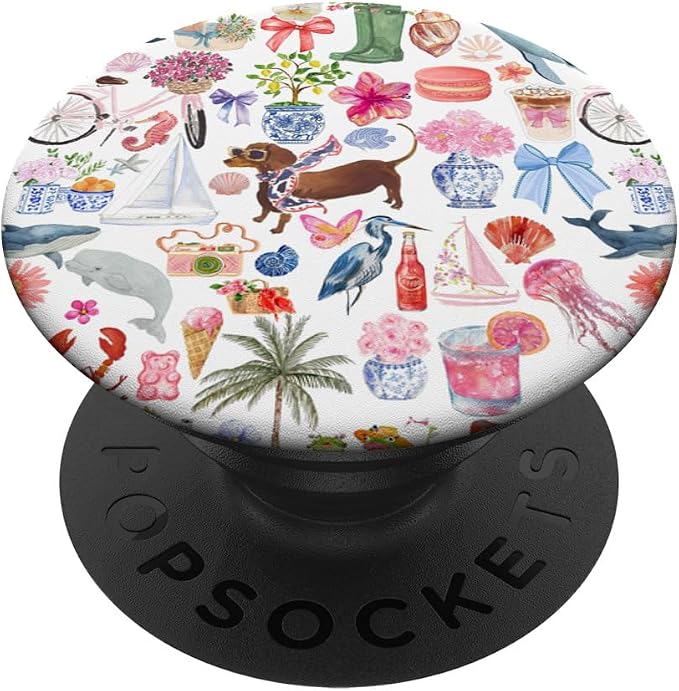 Aesthetic European Summer Bow Cute Dachshund Collage Art PopSockets PopGrip for MagSafe