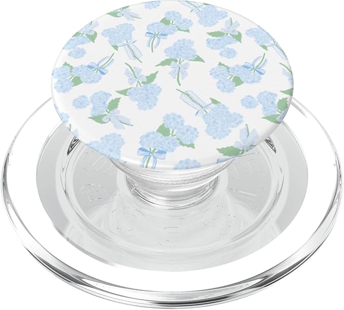 Preppy Coquette Hydrangeas and Bows in Pastel Blue PopSockets PopGrip for MagSafe