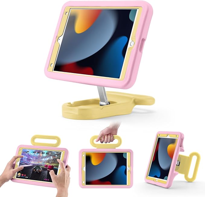 Kids Case for iPad 7th/8th/9th Gen 10.2 inchAdjustable Handle Stand(Black) | Adjustable Portrait/Landscape Stand/Drop Proof with Handle/KickstandChild Friendly Protective for iPad 10.2 2021/2020/201