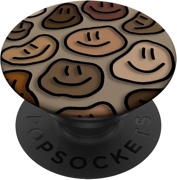 Trippy Liquid Swirl Dripping Art Aesthetic Beige Smile face PopSockets Adhesive PopGrip