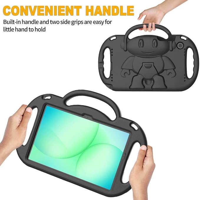 Kids Case for Samsung Galaxy Tab A11+ Plus/A9+ Plus 11 Inch Black | Shockproof Lightweight Protective Cover with Handle Stand and Adjustable Strap Fit for Galaxy Tab A11+ 2025/A9+ 2023