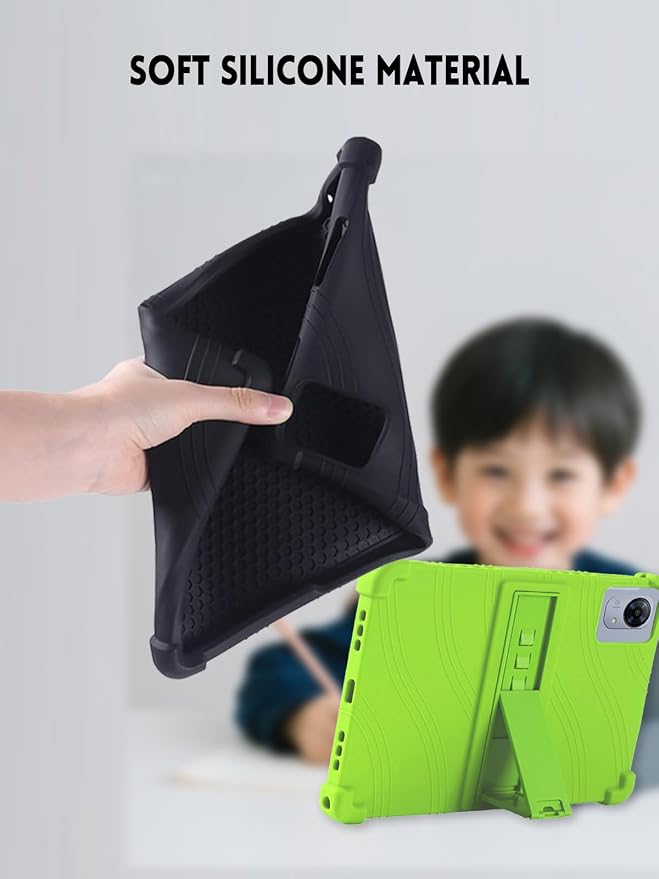 Case for POCKAM P11 Pro Android 16 Tablet 11 Inch (Black) | Soft Silicone Kids Friendly Protective Cover with Adjustable Stand Drop-Proof