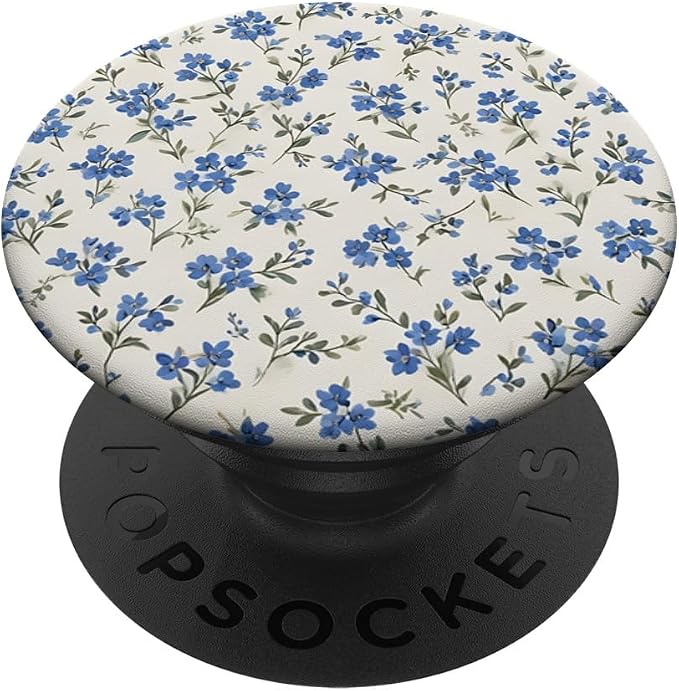 White Blue Flower Floral Pattern PopSockets Adhesive PopGrip