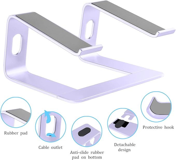 Orionstar Laptop Stand Aluminum Laptop Riser Compatible with Mac MacBook Air Pro 10 to 15.6 Inch Notebook Computer, Ergonomic Elevator Holder (Purple)