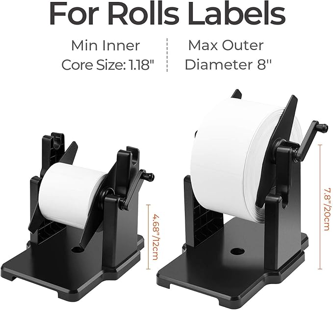 MUNBYN External Rolls Label Holder, 2 in 1 Fan-Fold Stack Paper Holder for Desktop Thermal Label Printer