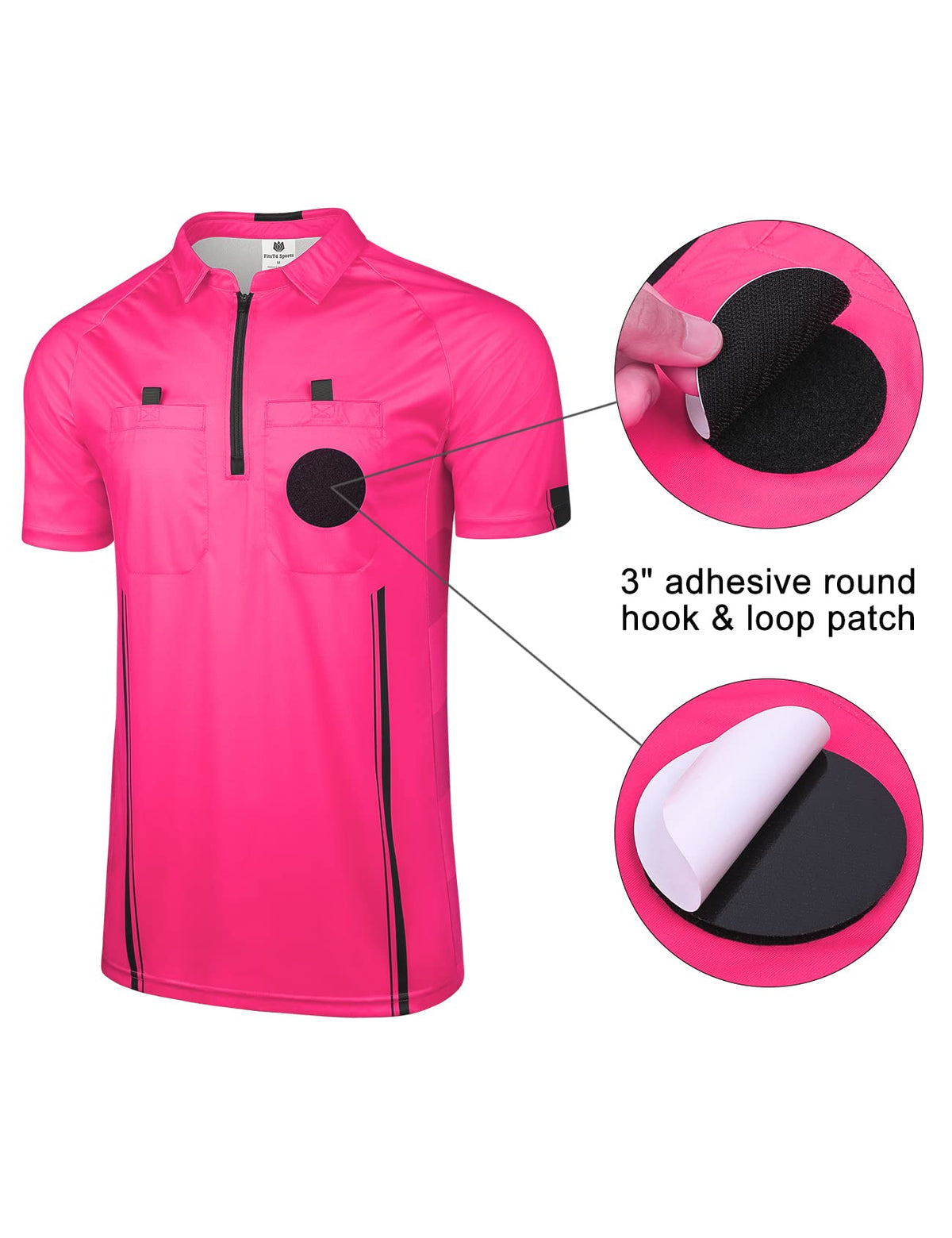 FitsT4 Sports Pro Soccer Referee Jersey Short Sleeve Youth Ref Shirts Pink XX-Small