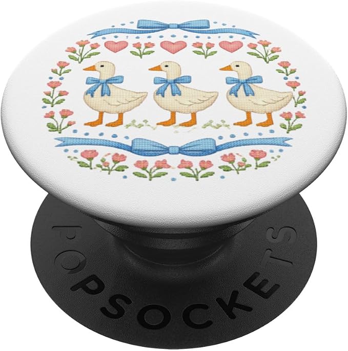 Vintage Geese with Bows Flowers and Hearts 80's Style Goose PopSockets PopGrip for MagSafe