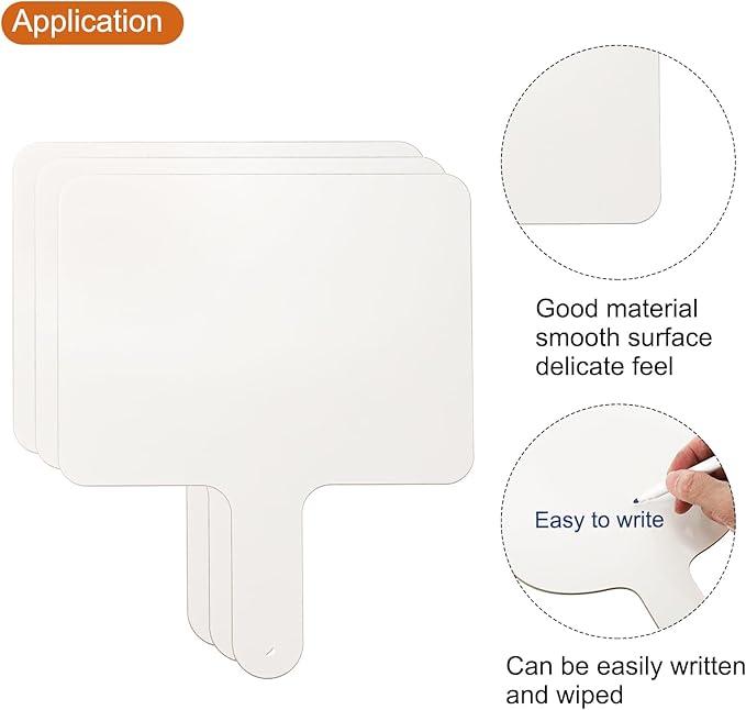 PATIKIL Dry Erase Answer Paddle, 10" x 8" Double Sided Handheld Whiteboard Wooden Auction Paddles for Writing Practice at Home Office Study, White