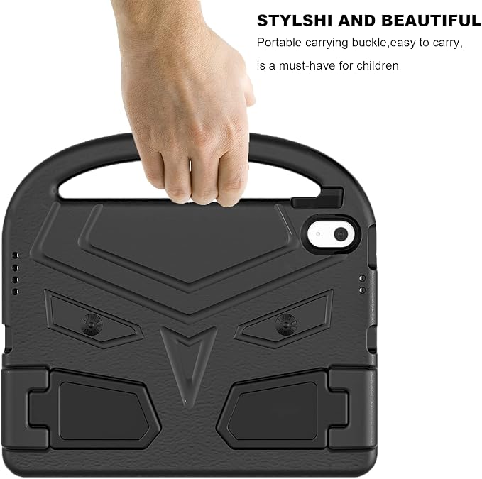 Dteck Kids Case for iPad 10.2 - Shockproof Rugged EVA Handle Stand Child Proof Case for iPad 9/8/7 Generation Black