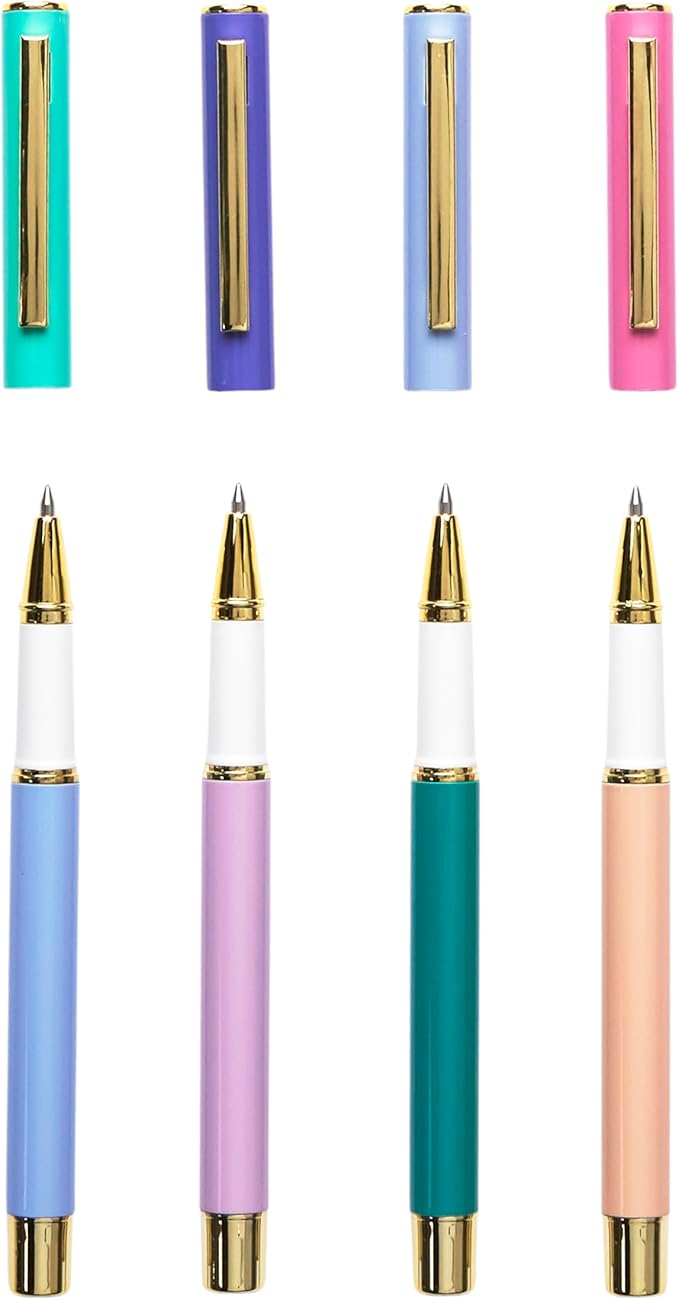 Erin Condren Metal Gel Pens 4-Pack | Smooth Writing in Multiple Colors | Fun, Functional, Durable, Portable Gel Pens for Writing, Journaling, Drawing, Decorating and More
