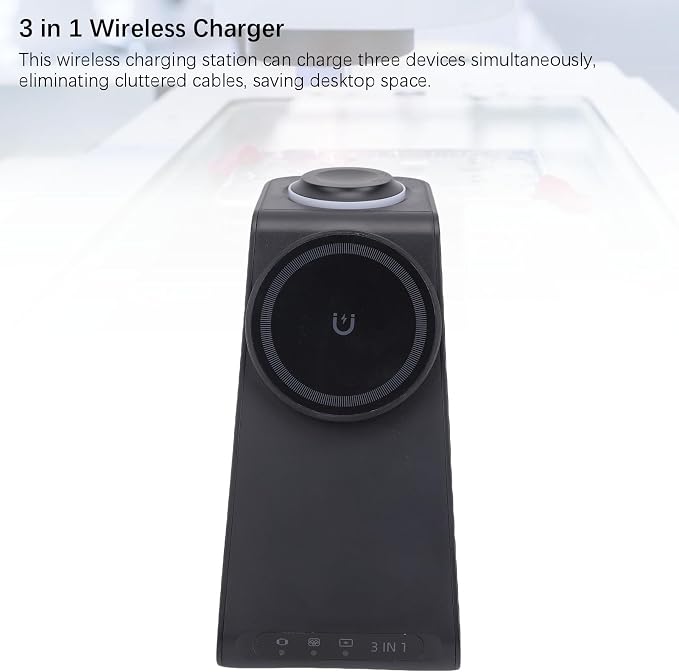 3 in 1 Magnetic Wireless Charging Station15W Fast Charger for Phones with 360 Adjustable Stand Multiple Protections