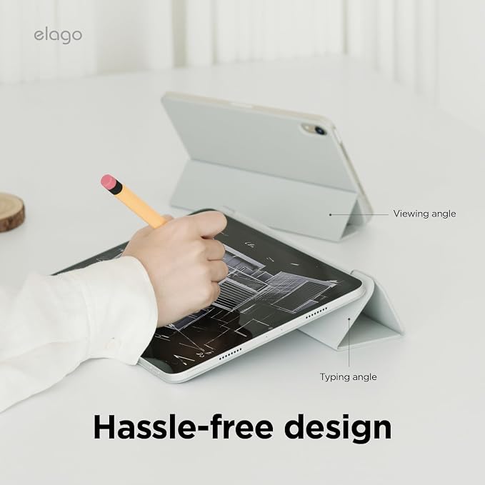 elago Magnetic Folio Case for iPad Pro 13-inch (M5 M4) | Back Plate can be Attached to Metal Materials Magnetic Back Plate Wake/Sleep Compatible with Apple Pencil 2 [Blue]