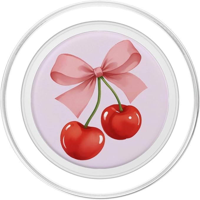 Coquette Cherry and Pink Bow PopSockets PopGrip for MagSafe