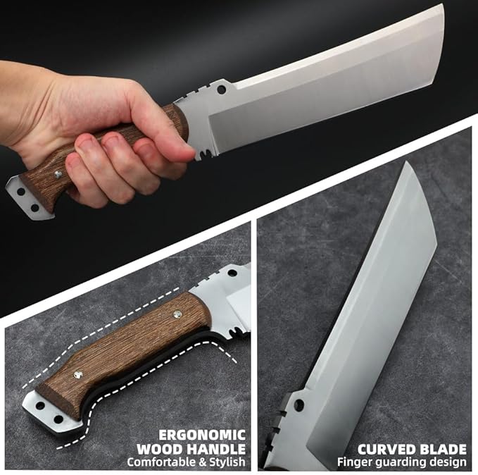 Survival Machete with Sheath for Cutting Trees, for Yard Work and for Bushcrafting Machetes Sickle Heavy Duty Machete for clearing Brush Garden Tools Construction Blade