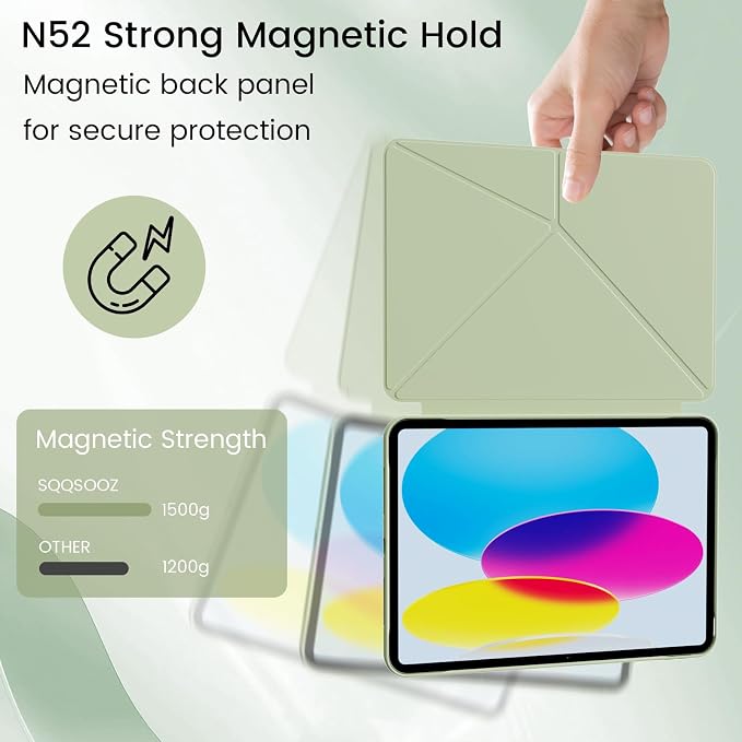 Case for iPad A16 11th/10th Generation 11/10.9 inch Black | Magnetic Attachment Slim Soft TPU Protective Case Multi Angles Hidden Pencil Holder Shockproof Frame Auto Wake/Sleep