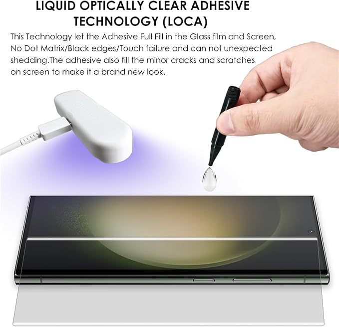 Galaxy Note 10 Plus Tempered Glass Screen Protector UV Set - 3 Pack Scratch Repair Fingerprint-ID Compatible Sensitive Touch Full Coverage Without Black Edges