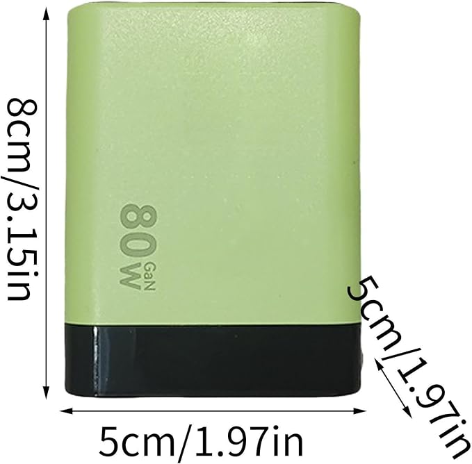 Charger Retractable Mobile Phone Charger Wall Plug with Expandable 80w Max Fast Charging Module Type-C Cable and 2 USB Ports for Mobile Phones Laptops