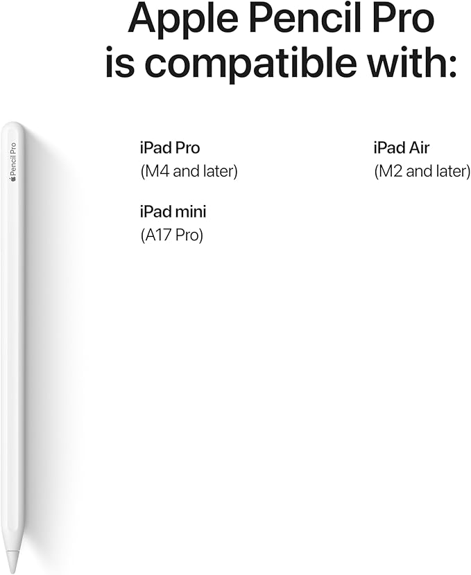 Apple Pencil Pro: Latest Model - Device Compatibility Check Required - Pixel-Perfect Precision Tilt and Pressure Sensitivity Perfect for Note-Taking Drawing and Art. Charges and Pairs Magnetically