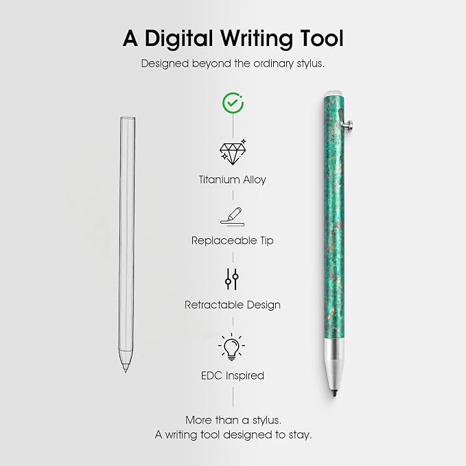 Titanium Magnetic EMR Stylus for E-Ink Devices Retractable Magnetic Digital Pen with Precision Fine Tip Lightweight Writing Pen Compatible with Remarkable 2 Kindle Scribe BOOX SupernoteBlue